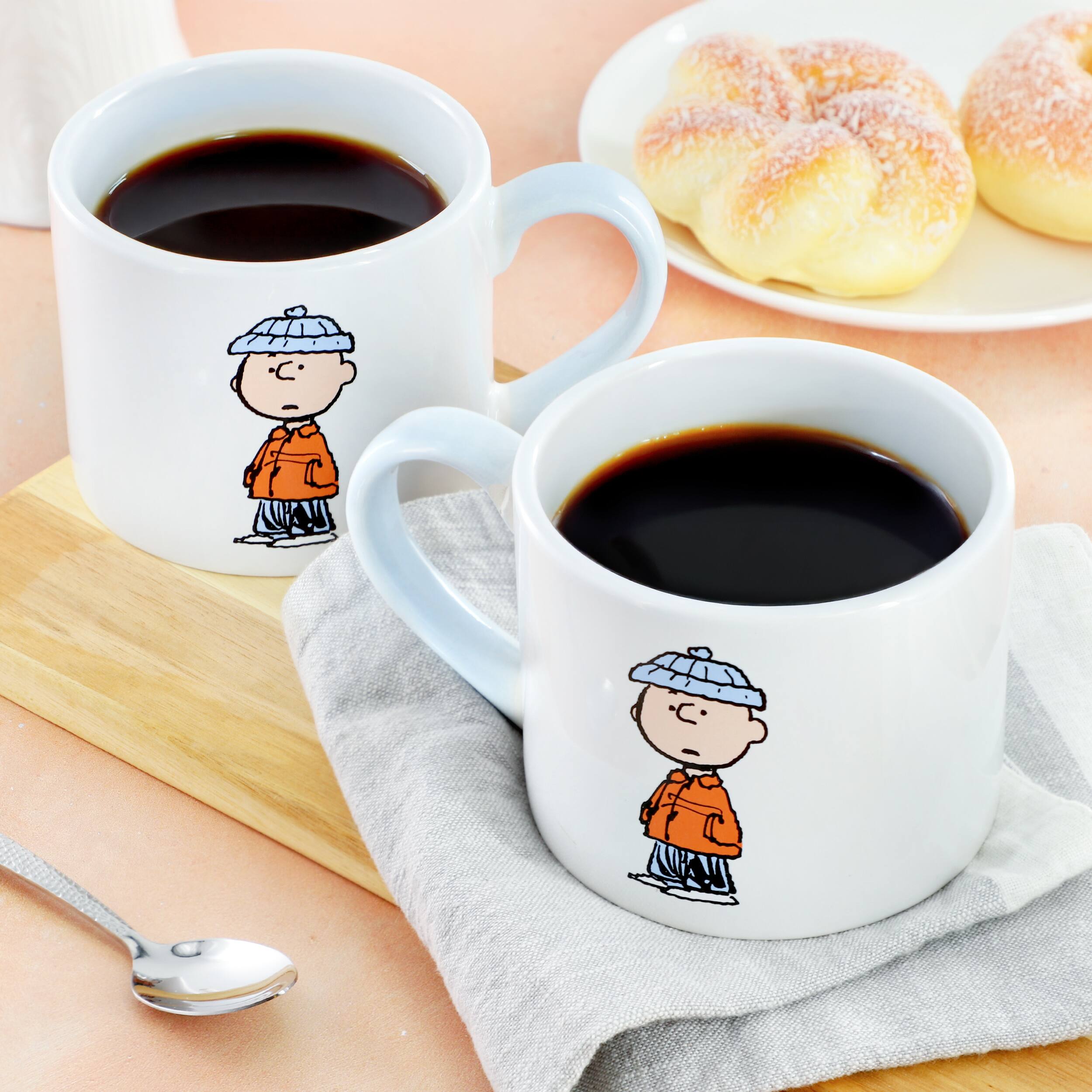 Alt View 1. Peanuts - Peanuts All Bundled Up 4 Piece 19 Ounce Stackable Stoneware Mug Set in Light Blue - Light Blue.