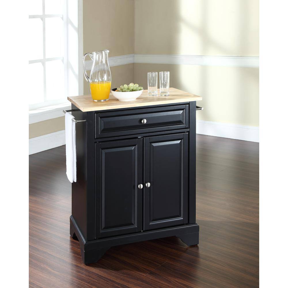 Left. Crosley Furniture - Lafayette Wood Top Portable Kitchen Island/Cart - Black.