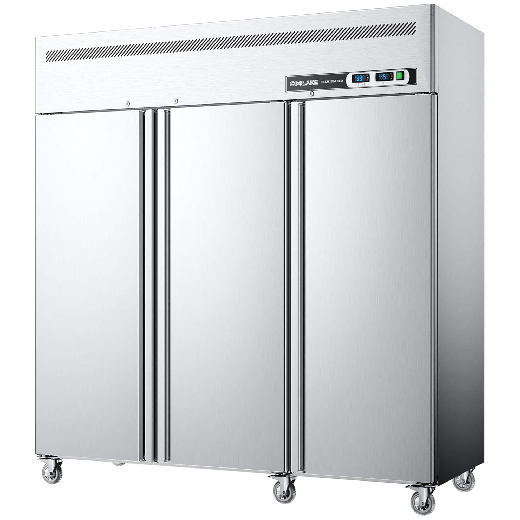 Coolake - Commercial Refrigerator and Freezer Combo, 72" W Dual Temperature Zones, 54 Cu.ft 3 Door - Silver