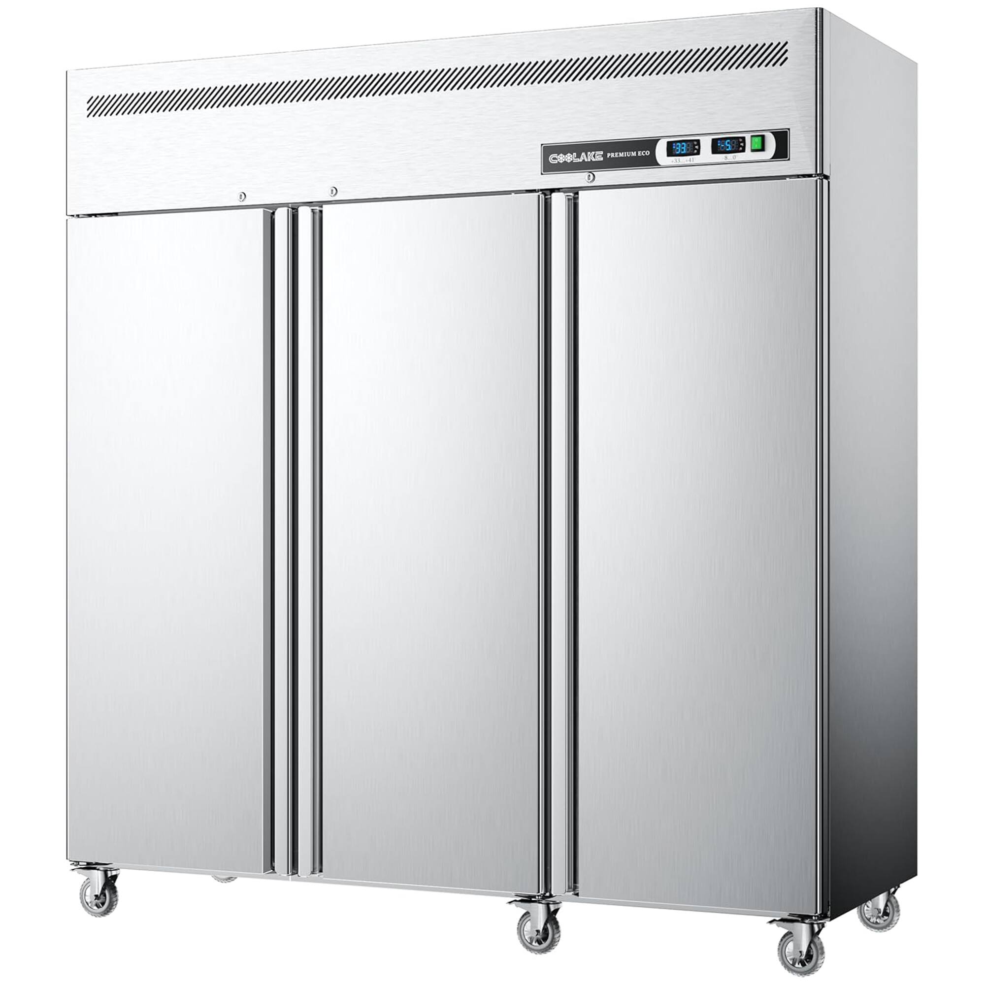 Coolake - Commercial Refrigerator and Freezer Combo, 72" W Dual Temperature Zones, 54 Cu.ft 3 Door - Silver