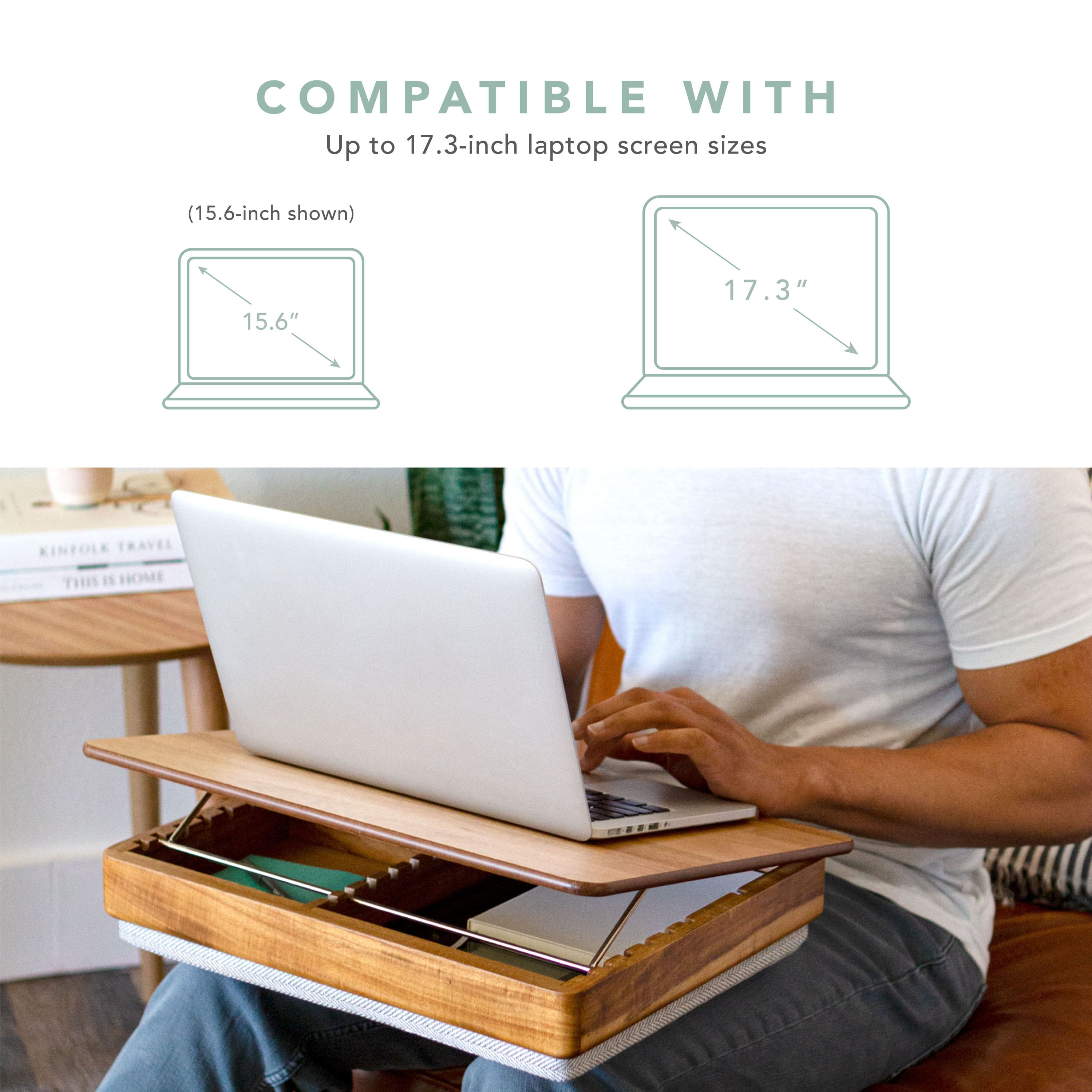 COMPATIBLE WITH Up to 17.3-inch laptop screen sizes (15.6-inch shown) 15.6" 17.3" KINFOLE TRAVEL THIS iS HOME