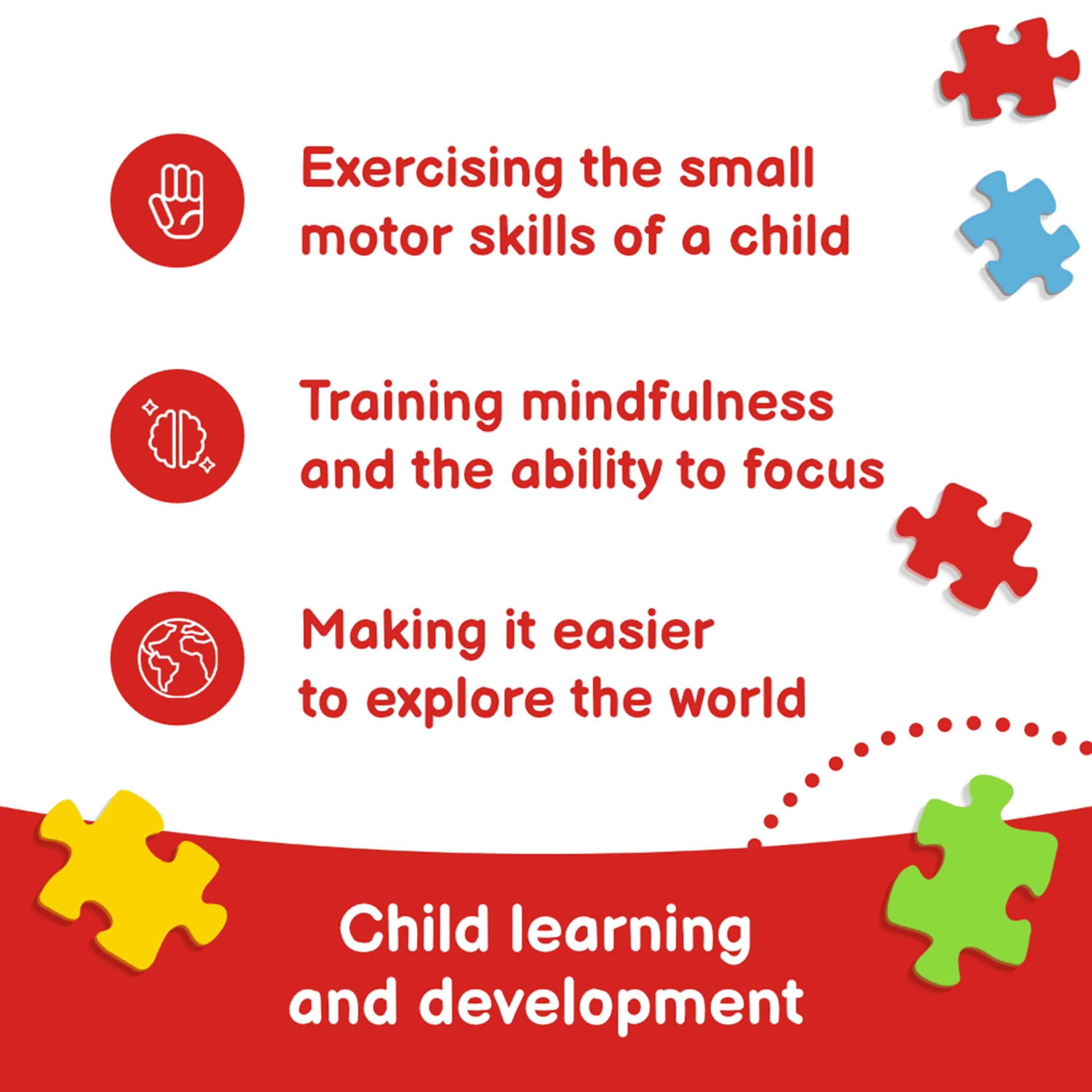- Exercising the small motor skills of a child
- Training mindfulness and the ability to focus
- Making it easier to explore the world
- Child learning and development
