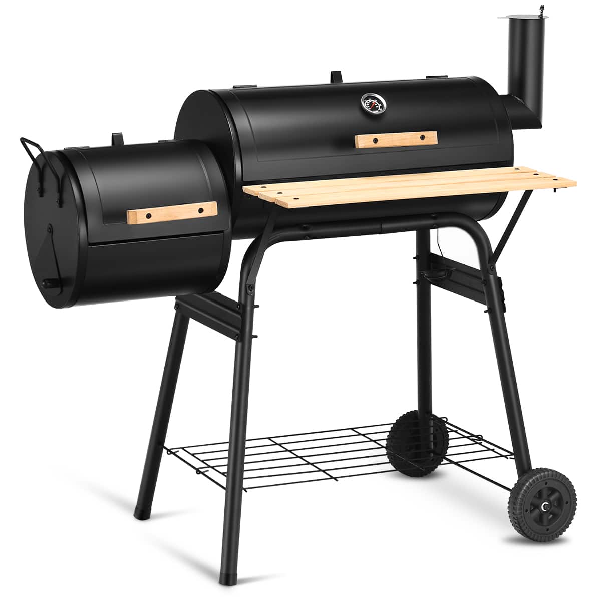 Angle. Costway - Outdoor BBQ Grill Charcoal Barbecue Pit Patio Backyard Meat Cooker Smoker - Black.