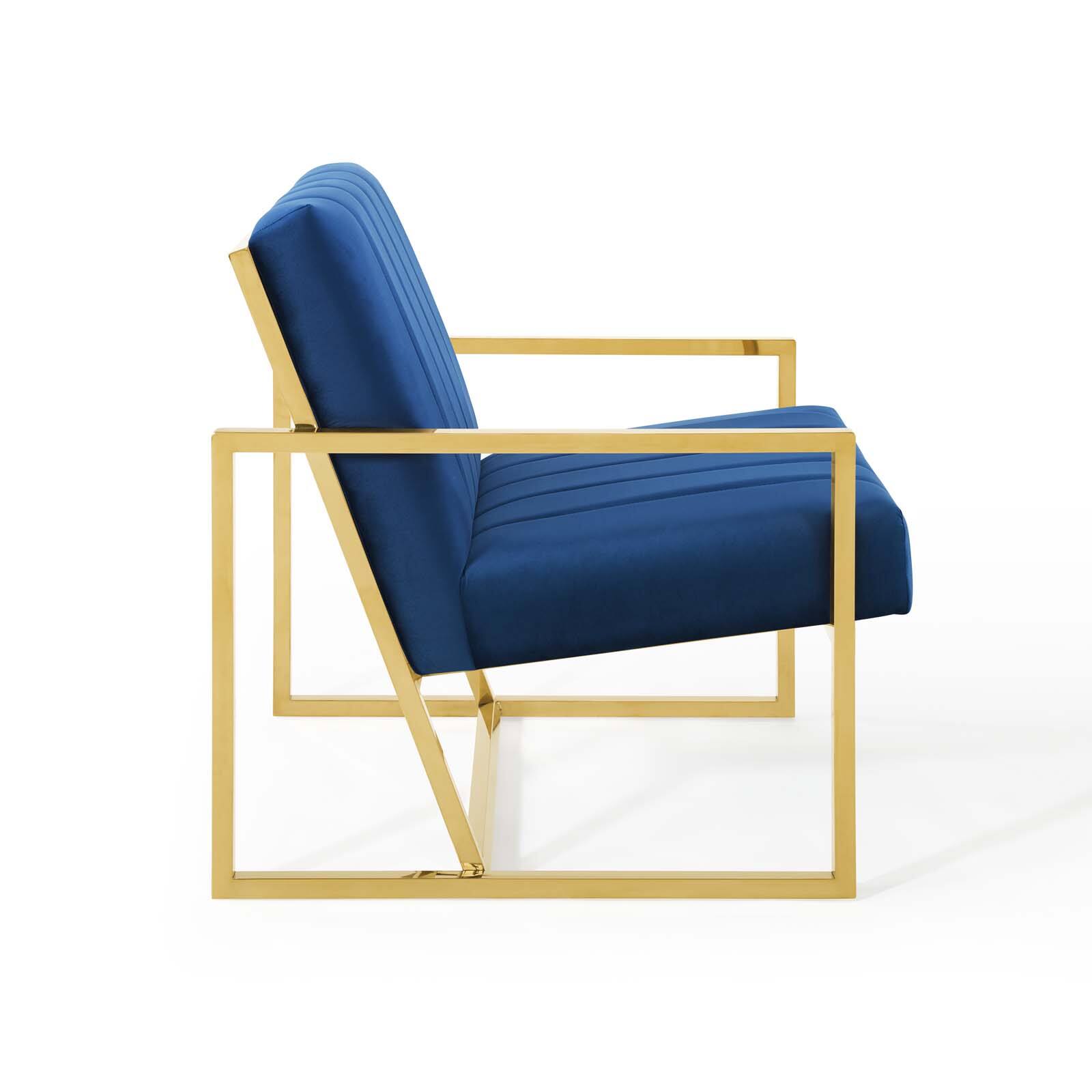 Alt View 2. Modway - Inspire Channel Tufted Performance Velvet Armchair by Modway - Navy.