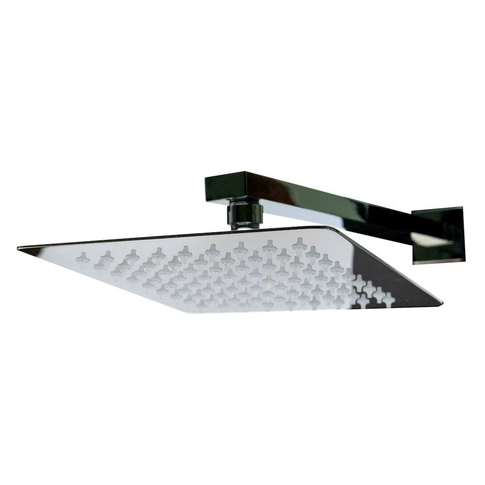 Left. Alfi - Black Aluminum Shower Panel with 2 Body Sprays and Rain Shower Head - Black.