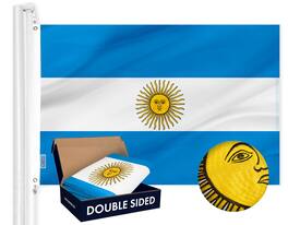 G128 - Argentina Flag 3 x 5 ft Double Sided Embroidered Polyester Brass Grommets - Assorted Colors