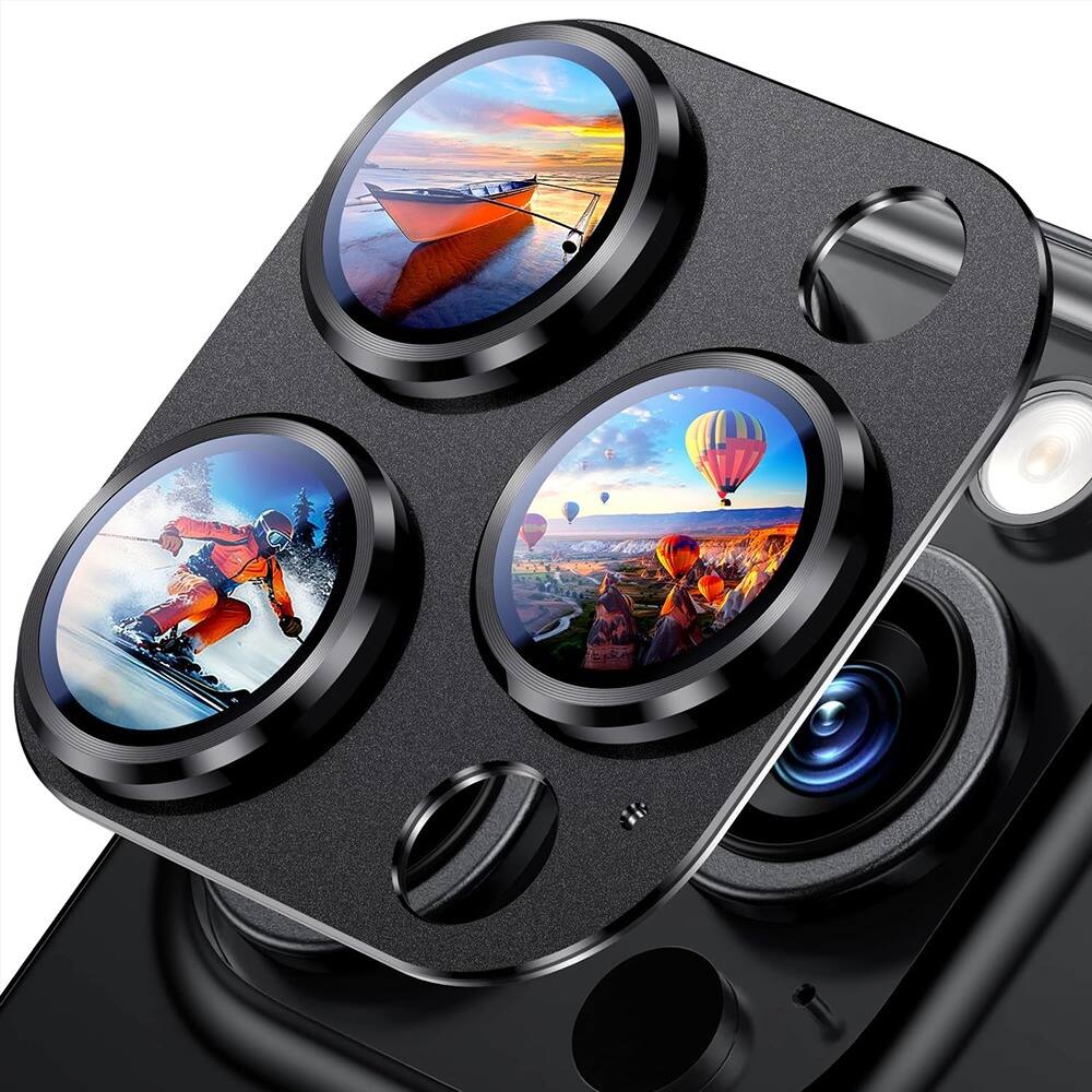 PARKER SLATER - iPhone 16 Pro/Pro Max Camera Lens Protector, Metal Tempered Glass, Black - Titanium Black