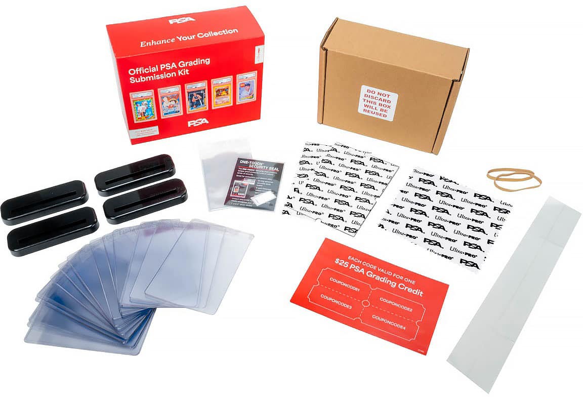 PSA Grading Official Kit Submission
PSA Your Collection Enhance
DO NOT DISCARD THIS BOX WILL BE REUSED
ONE-TOUCH SECURITY SEAL
EACH COUPON CODE VALID FOR ONE PSA Grading Credit
COUPONCODE1
COUPONCODE2
COUPONCODE3
COUPONCODE4