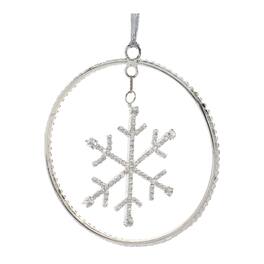 BreeBe - Jeweled Metal Hanging Snowflake Ornament (Set of 12) - Silver