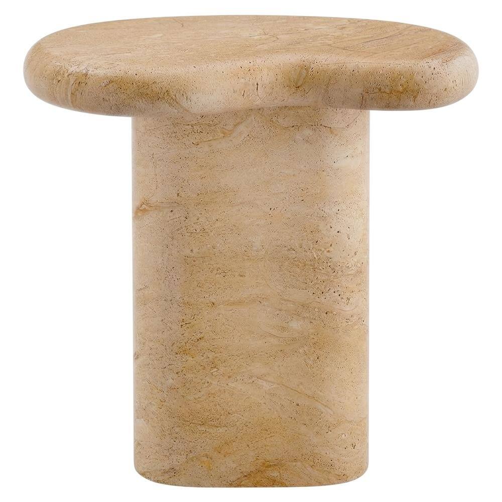 Back. Outdoor Escape - Outdoor Side Table, Textured Faux Surface, Neutral Finish, Indoor Or Outdoor Use - Gray.