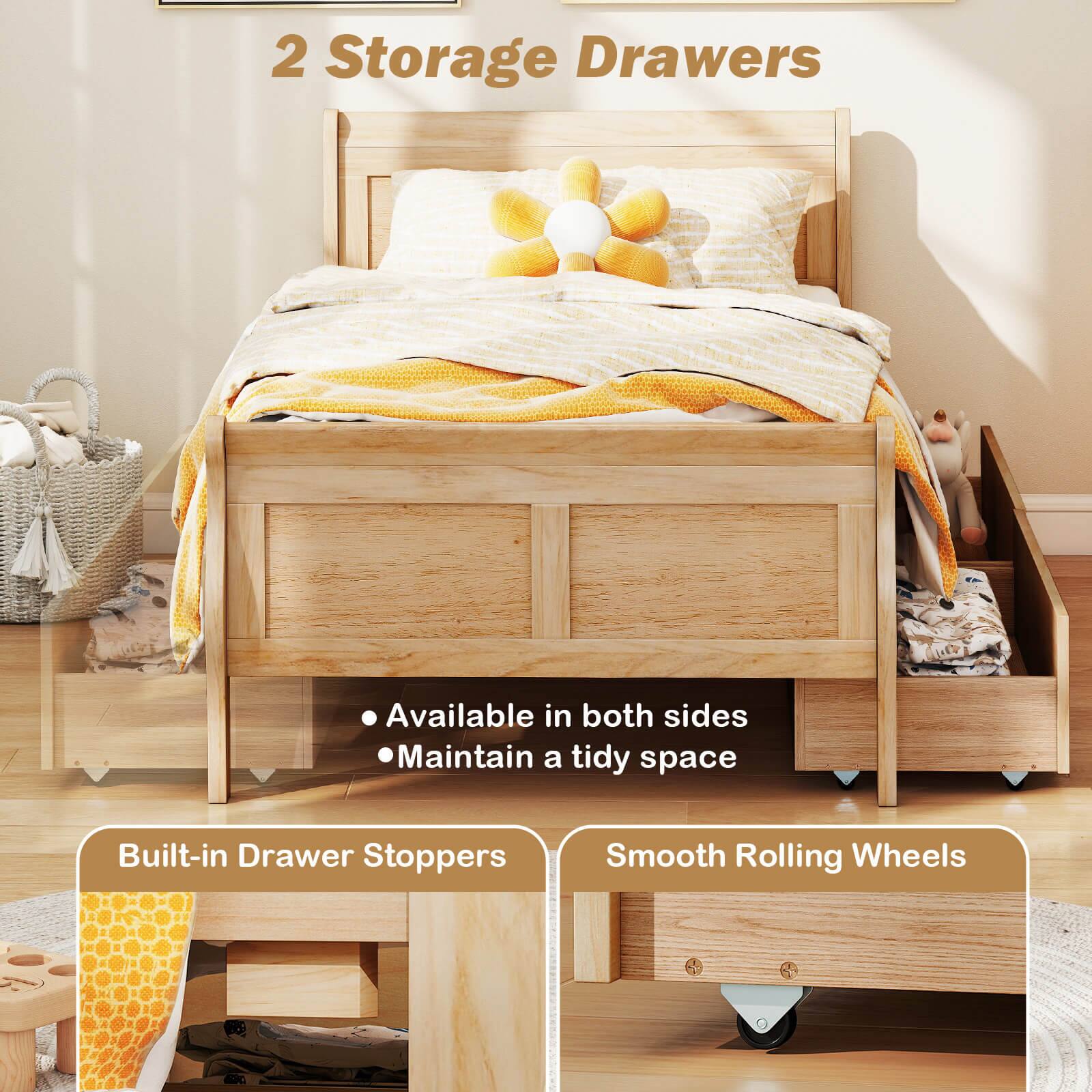 2 Storage Drawers

- Available in both sides
- Maintain a tidy space

Built-in Drawer Stoppers

Smooth Rolling Wheels