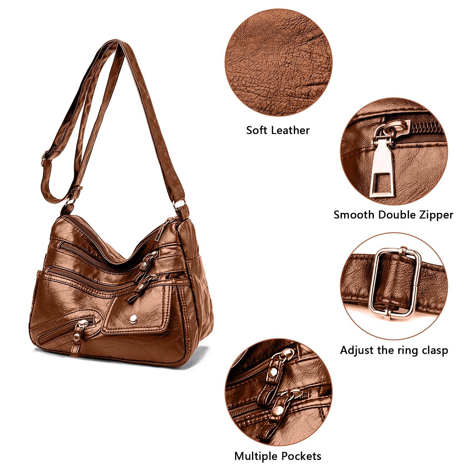 - Soft Leather
- Smooth Double Zipper
- Adjust the ring clasp
- Multiple Pockets