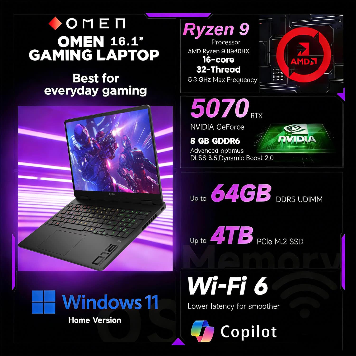 HP Upgraded Omen RTX 5070 Gaming Laptop 16.1