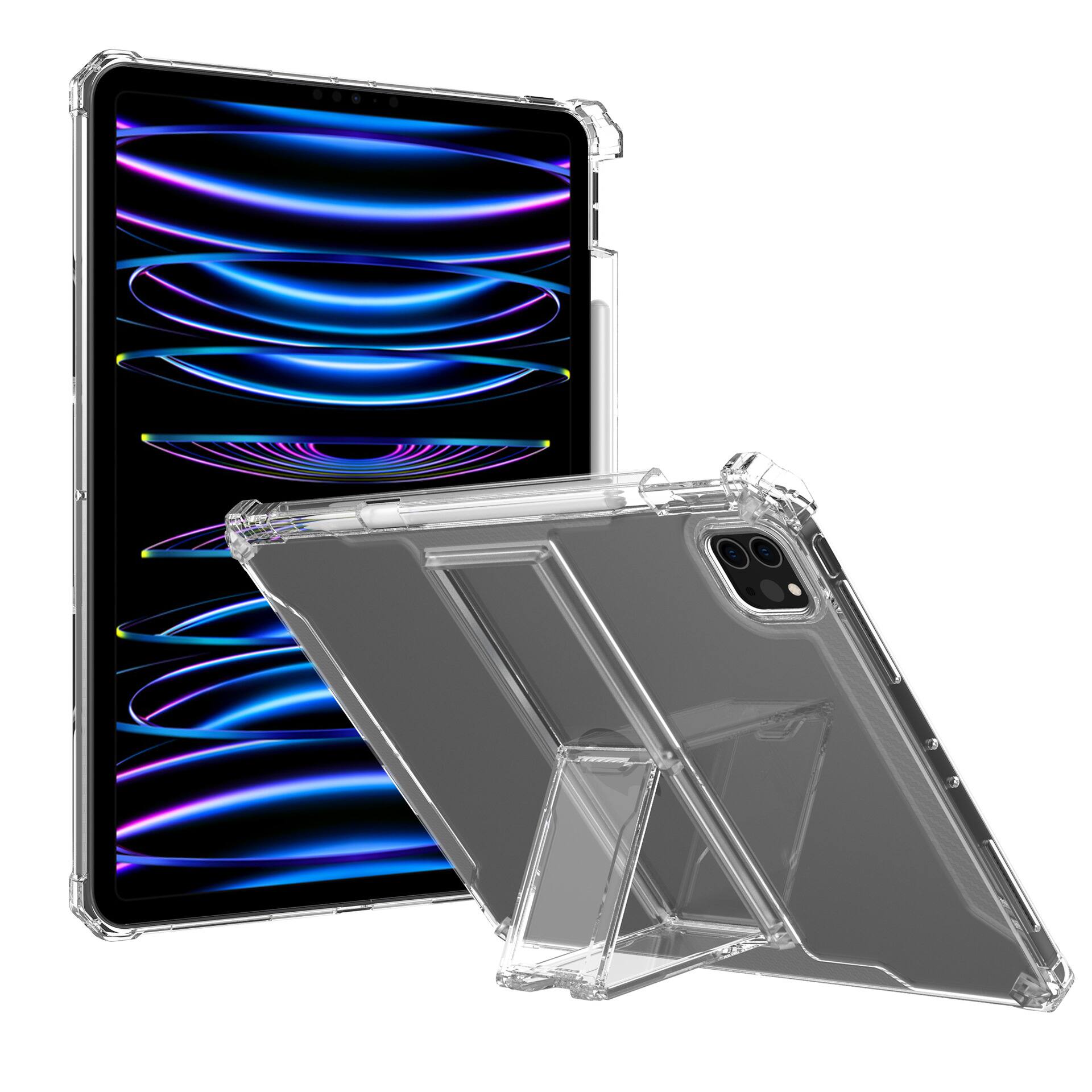 Alt View 2. Dteck - Rugged Clear Case For iPad Pro 13-inch (M5) 2025/(M4) 2024 Sturdy Kickstand Pencil Holder Non-Yellowing Slim Cover - Clear.