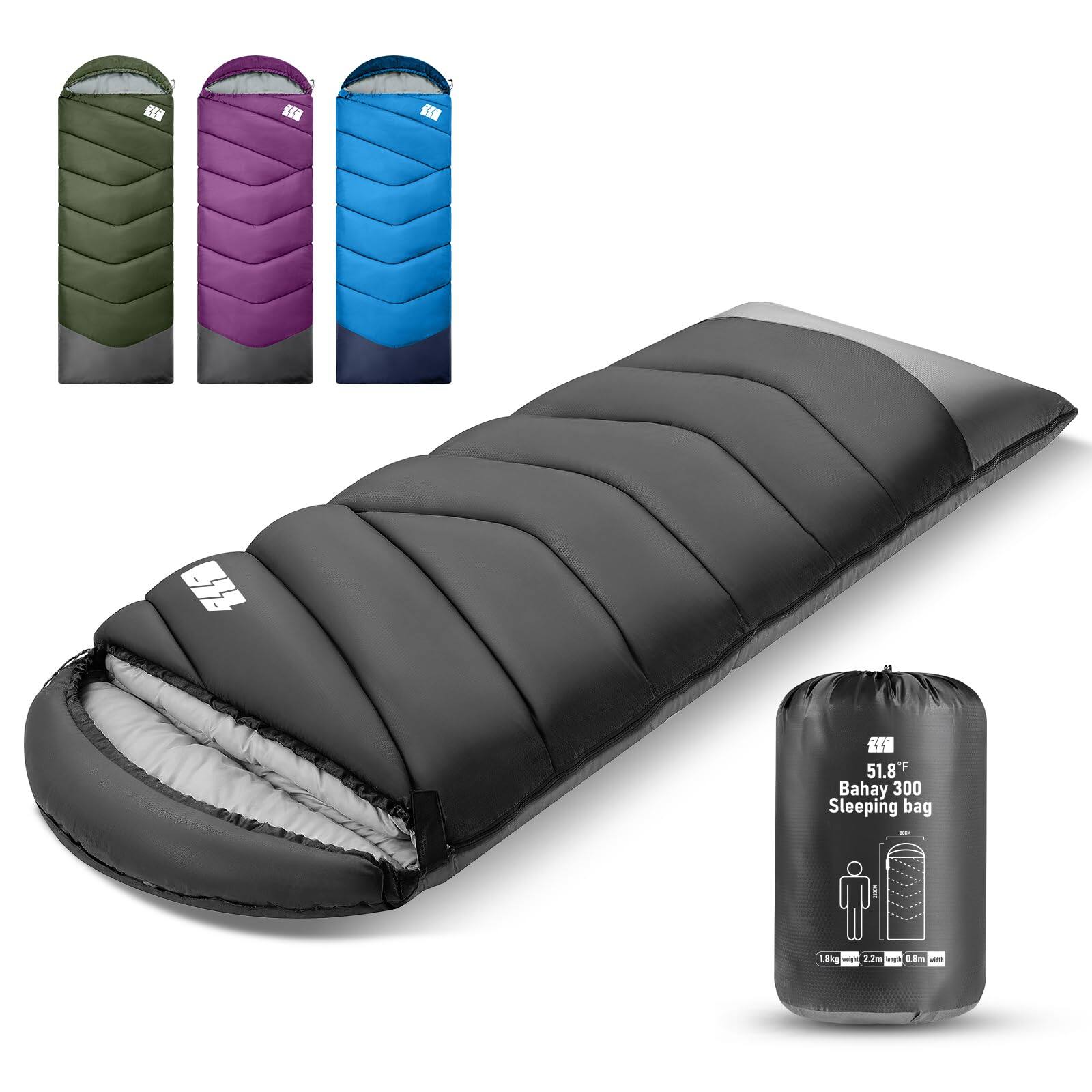 51.8°F  
Bahay 300 Sleeping bag  
1.8kg - 2.2m - 2.8m - 0.8m