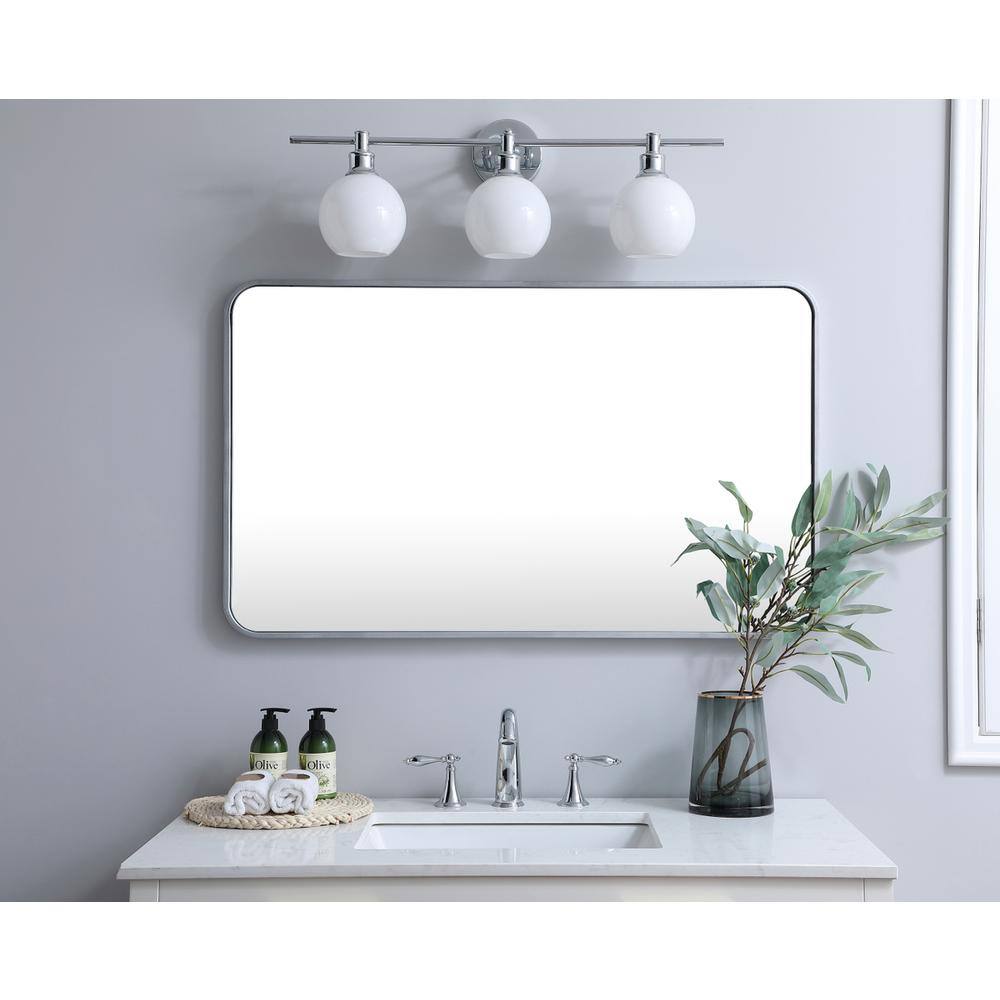 Alt View 4. Elegant Decor - Soft corner metal rectangular mirror 24x40 inch in Silver - Silver.