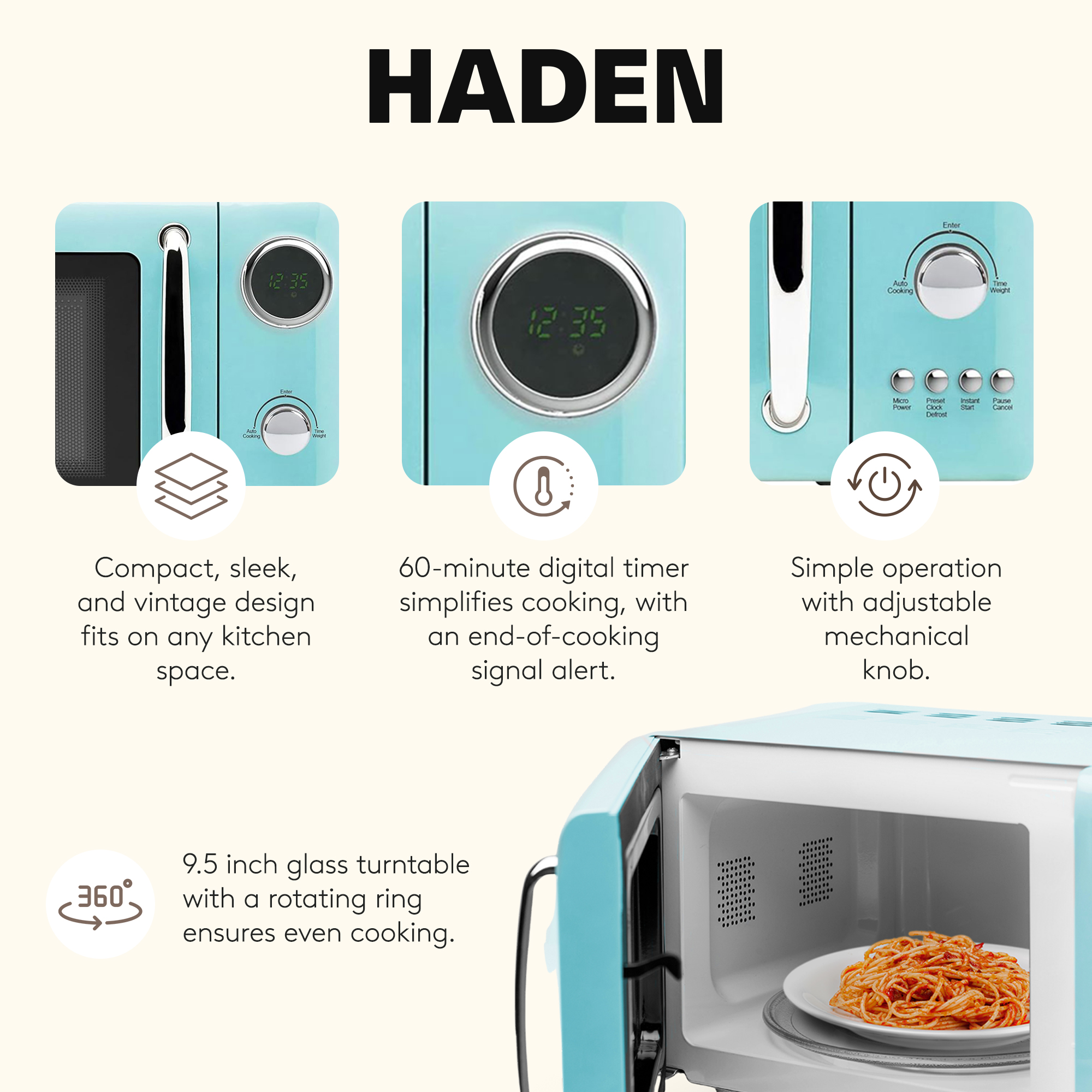Haden 700 Watt 0.7 Cubic Foot Microwave Oven with Digital Controls
