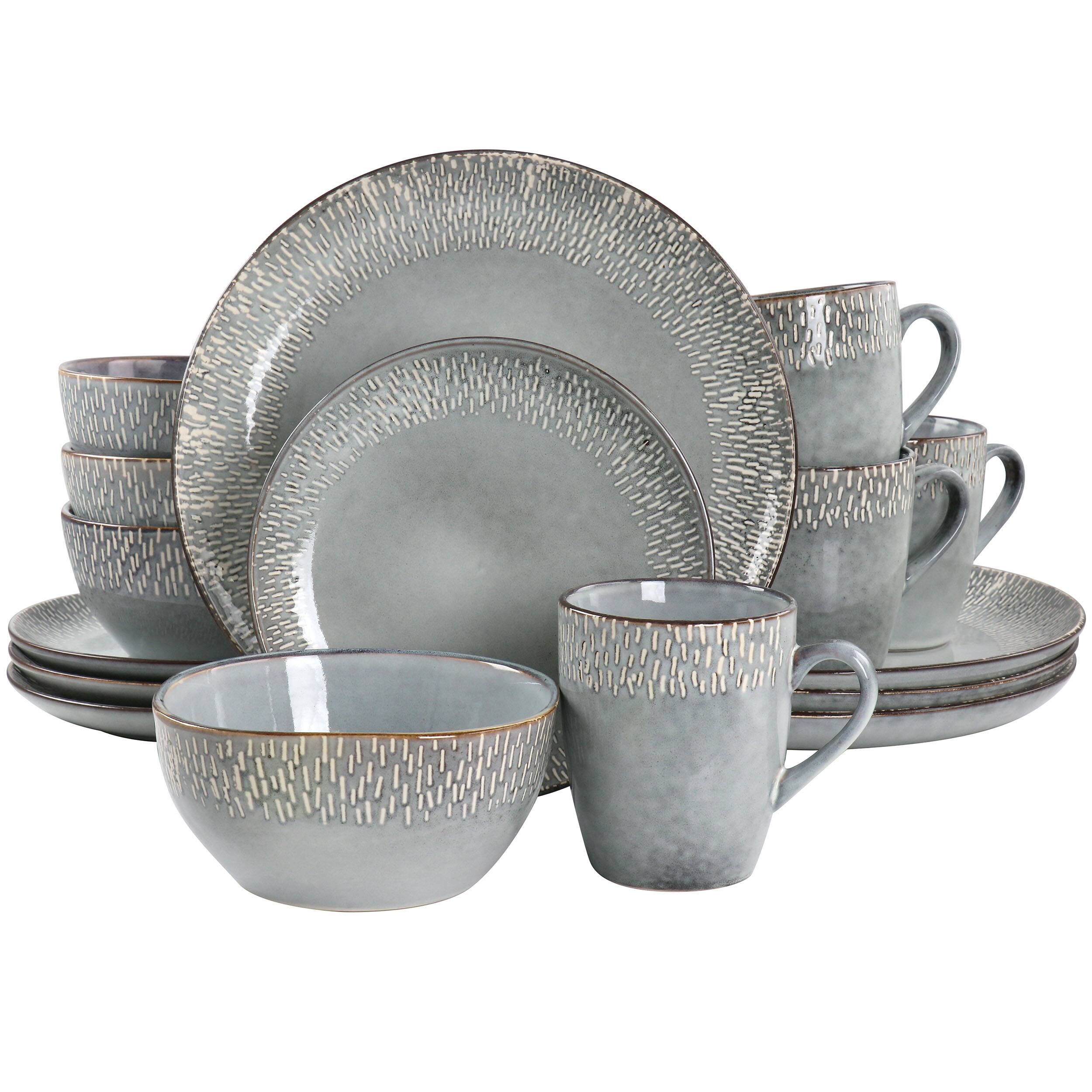 Meritage 16 Piece Reactive Glaze Stoneware Dinnerware Set