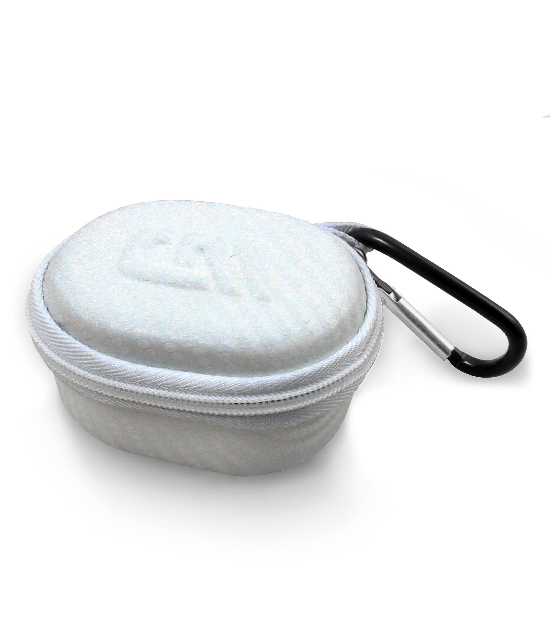 Alt View 2. CASEMATIX - Travel Case for Beats Solo Buds True Wireless Earbuds w/ Carabiner - White Headphones Storage Only - White.