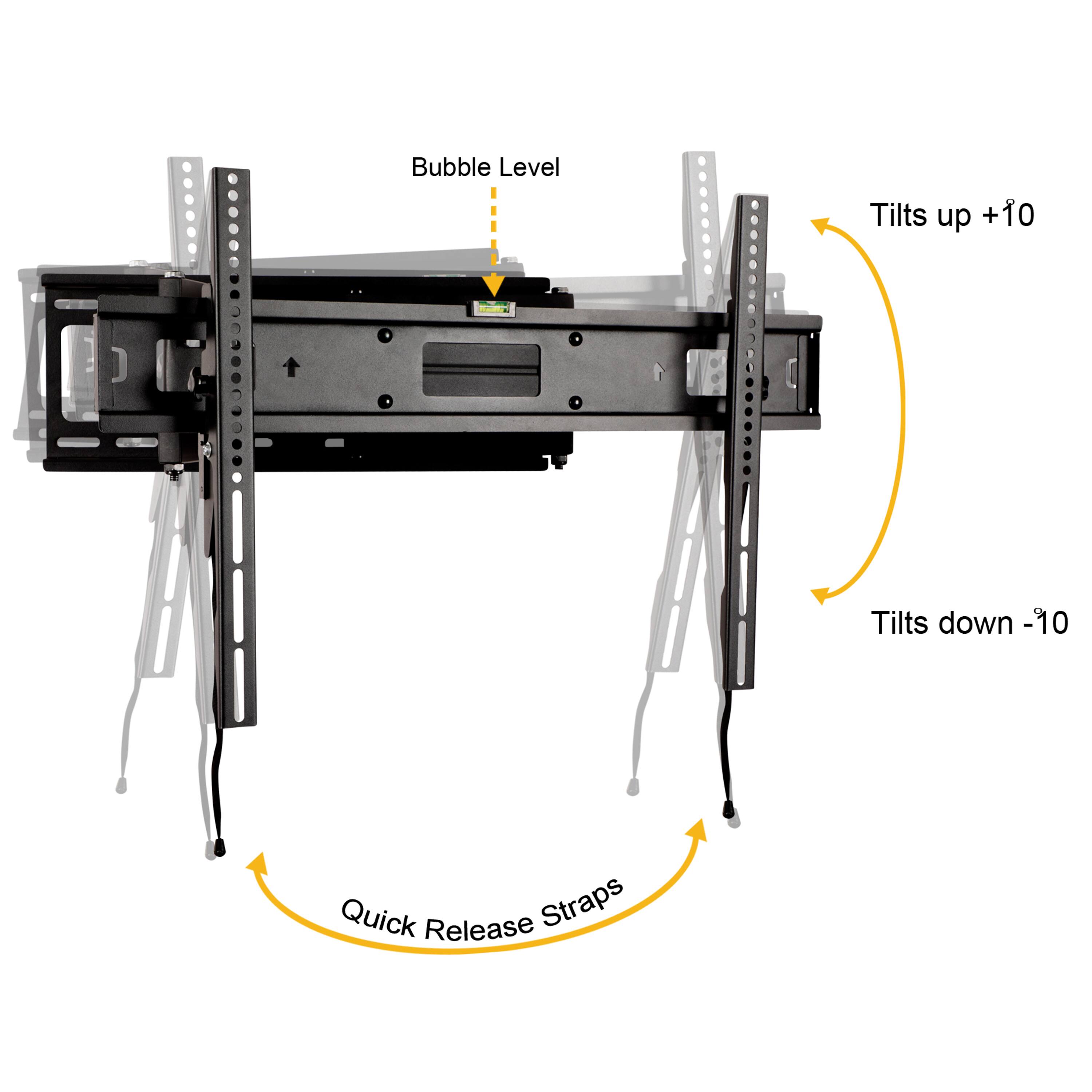 Bubble Level  
Tilts up +10  
Tilts down -10  
Quick Release Straps