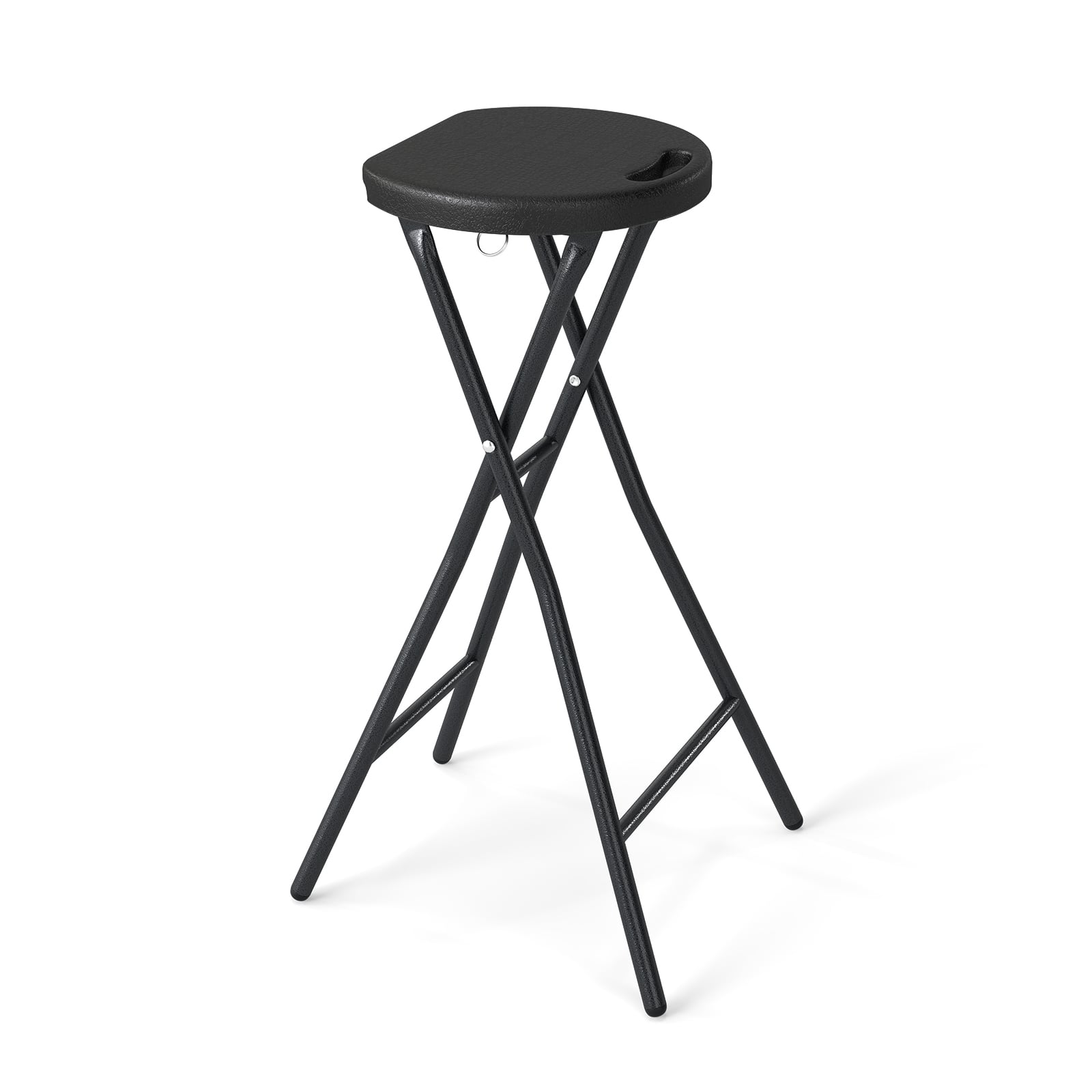 Gymax - Folding Bar Stool 27.5'' Counter Height Backless Bar Chair w/HDPE Seat for Island - Black