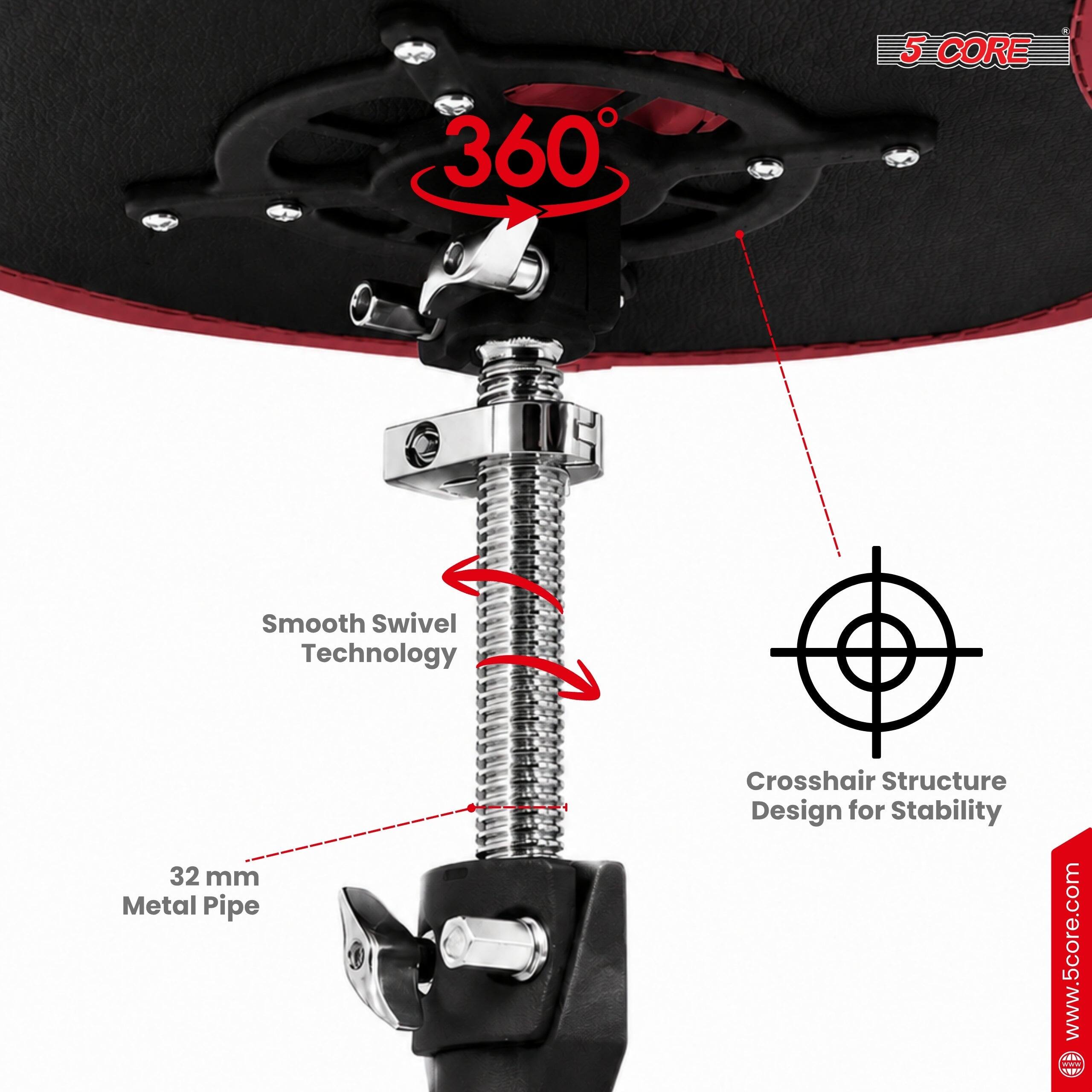 360° 5 CORE Smooth Swivel Technology 32 mm Metal Pipe Crosshair Structure Design for Stability www.5core.com
