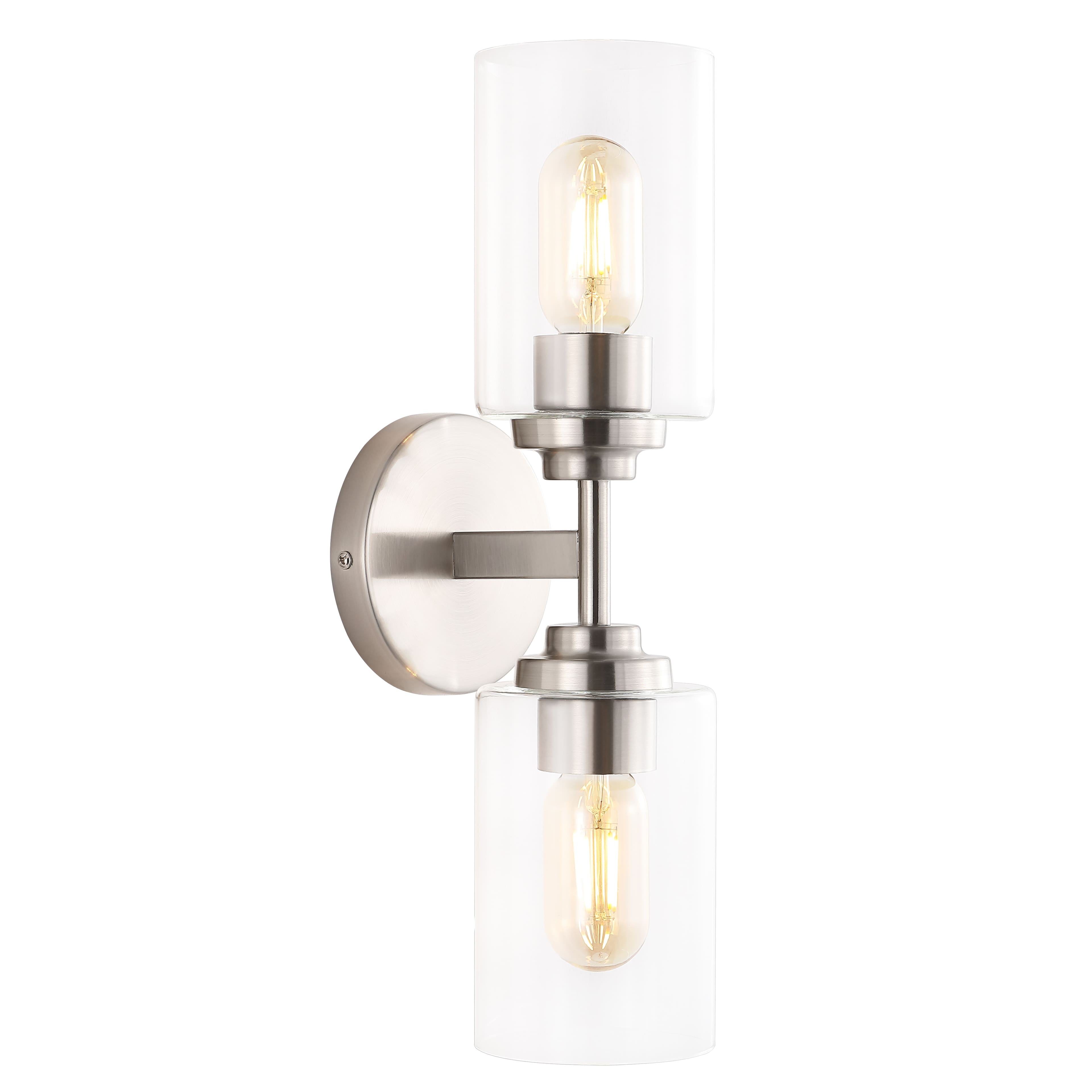 "Jonathan Y - Giles 16"" 2-Light Farmhouse Industrial Iron Cylinder LED Sconce, /Clear - Nickel" price history on PriceWatchPro