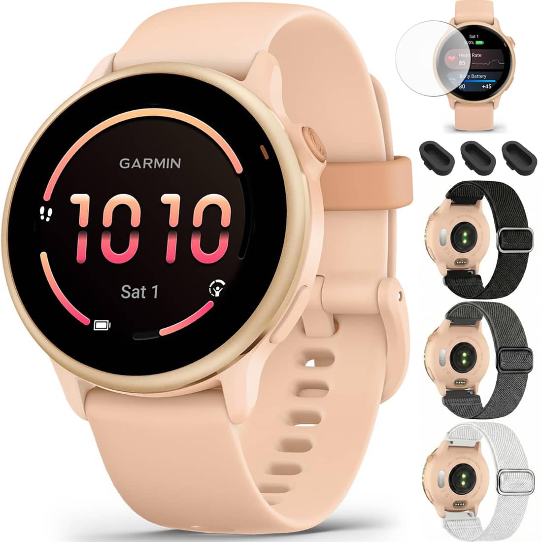Garmin - VIVOACTIVE 6 Health & Fitness GPS Smartwatch Pink + Elastic Bands Bundle - Pink Dawn - (2025)