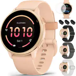 Garmin - VIVOACTIVE 6 Health & Fitness GPS Smartwatch Pink + Elastic Bands Bundle - Pink Dawn - (2025)