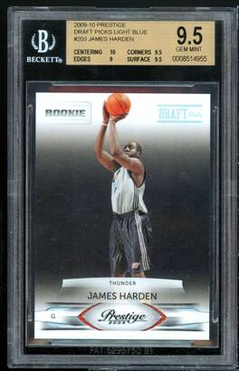 James Harden Rookie 2009-10 Panini Prestige Draft Picks Light Blue #203 BGS 9.5