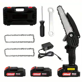 Oumilen - 6-Inch Mini Chainsaw with 2 Rechargeable Batteries