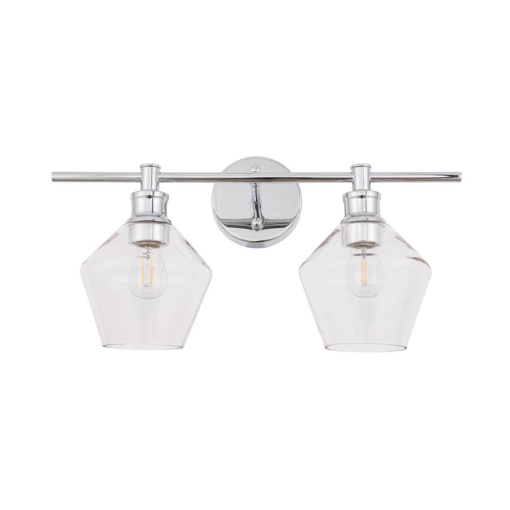 Left. Living District - Gene 2 light Chrome and Clear glass Wall sconce - Chrome And Clear Glass.