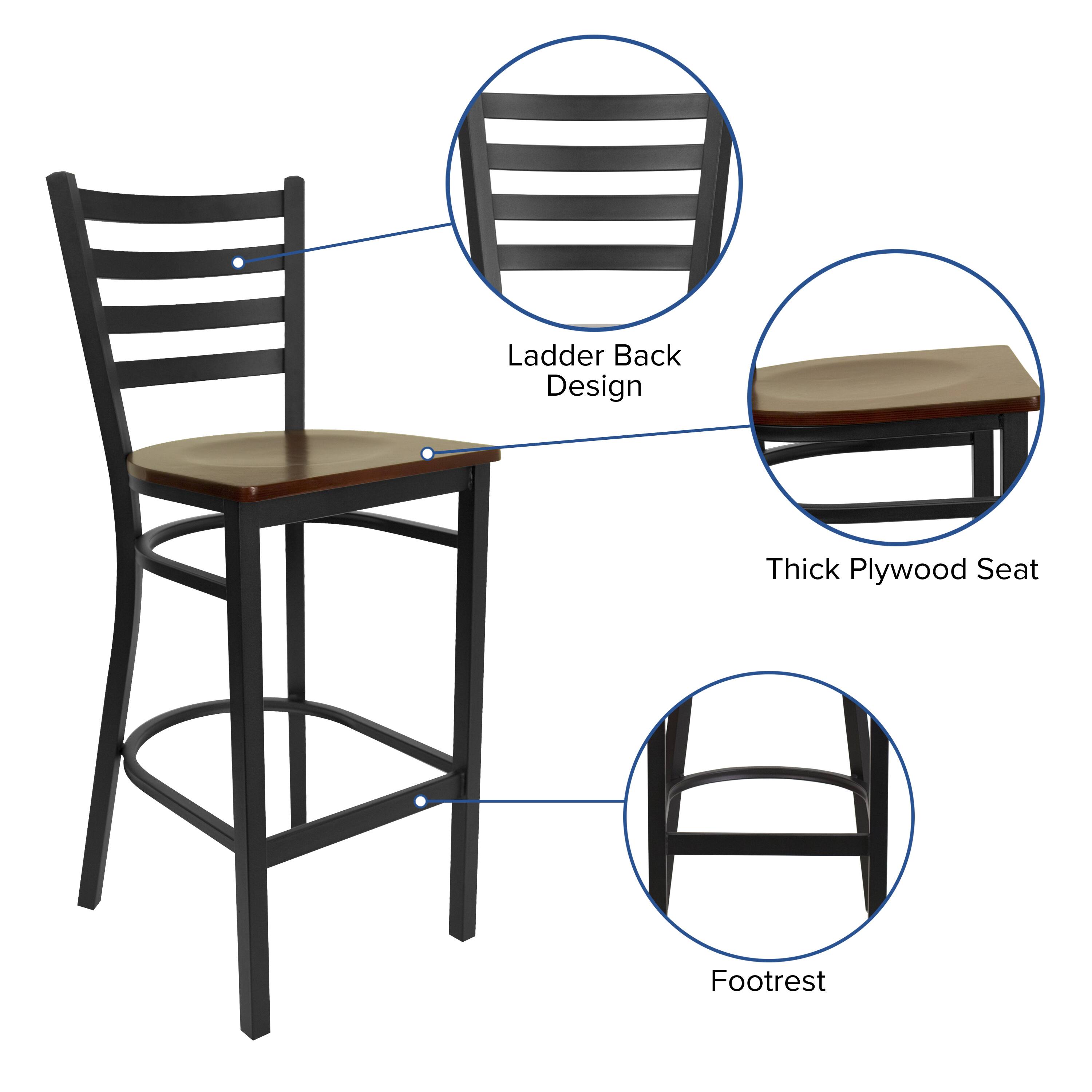 Ladder Back Design  
Thick Plywood Seat  
Footrest