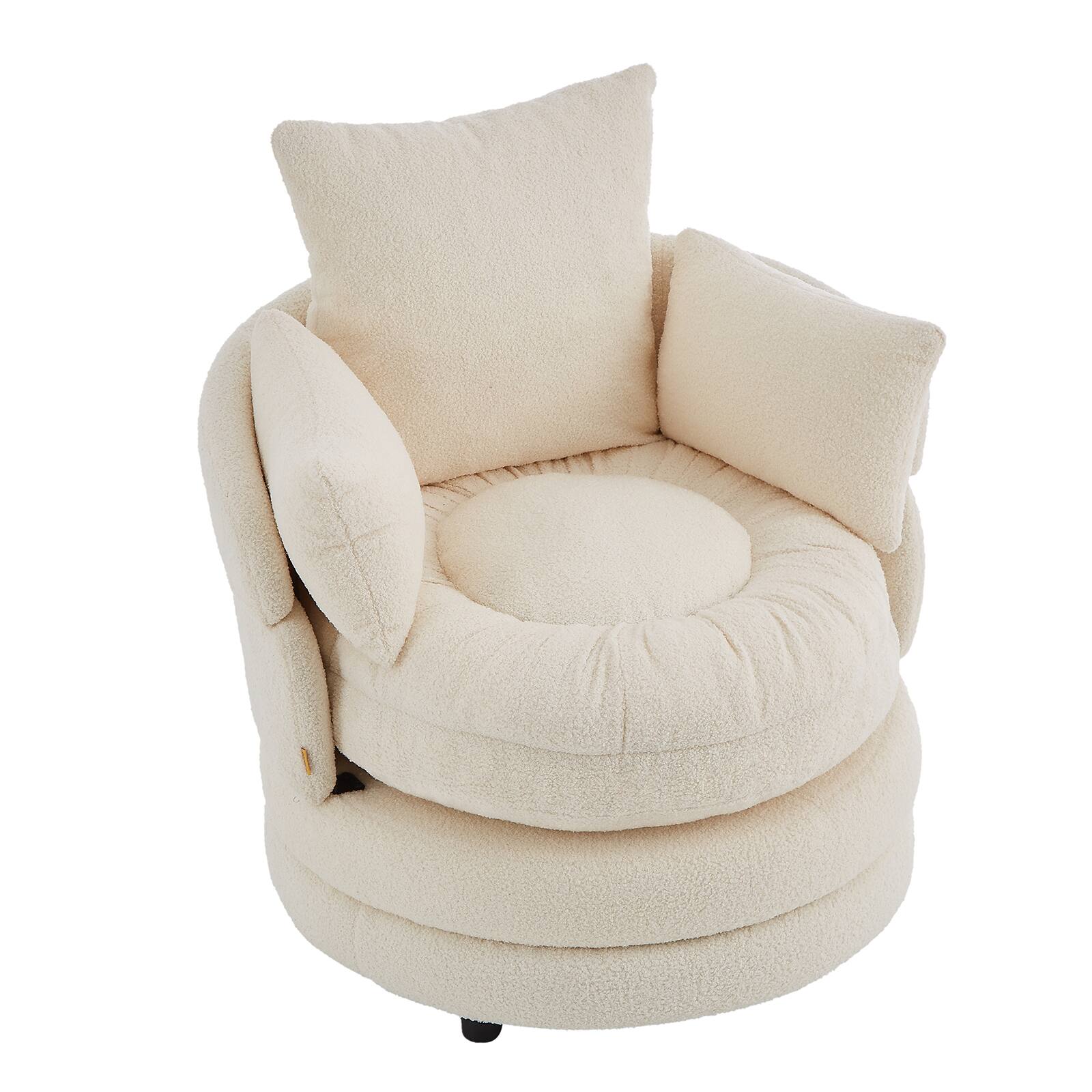 Alt View 6. Pinmoco - Modern Swivel Accent Chair, 360 Hamburger Reading Chair, Single Sofa Armchair for Living Room, Bedroom - White.