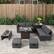 Alt View 4. Costway - 9 PCS Patio Furniture Set with 32" Fire Pit Table 50,000 BTU Square Propane Fire Pit - Grey.
