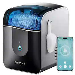 Euhomy - Smart Countertop Nugget Ice Maker - 40lbs/24H, Smart APP Control, Auto Clean & 24H Timer for Home/Office/Bar - Black