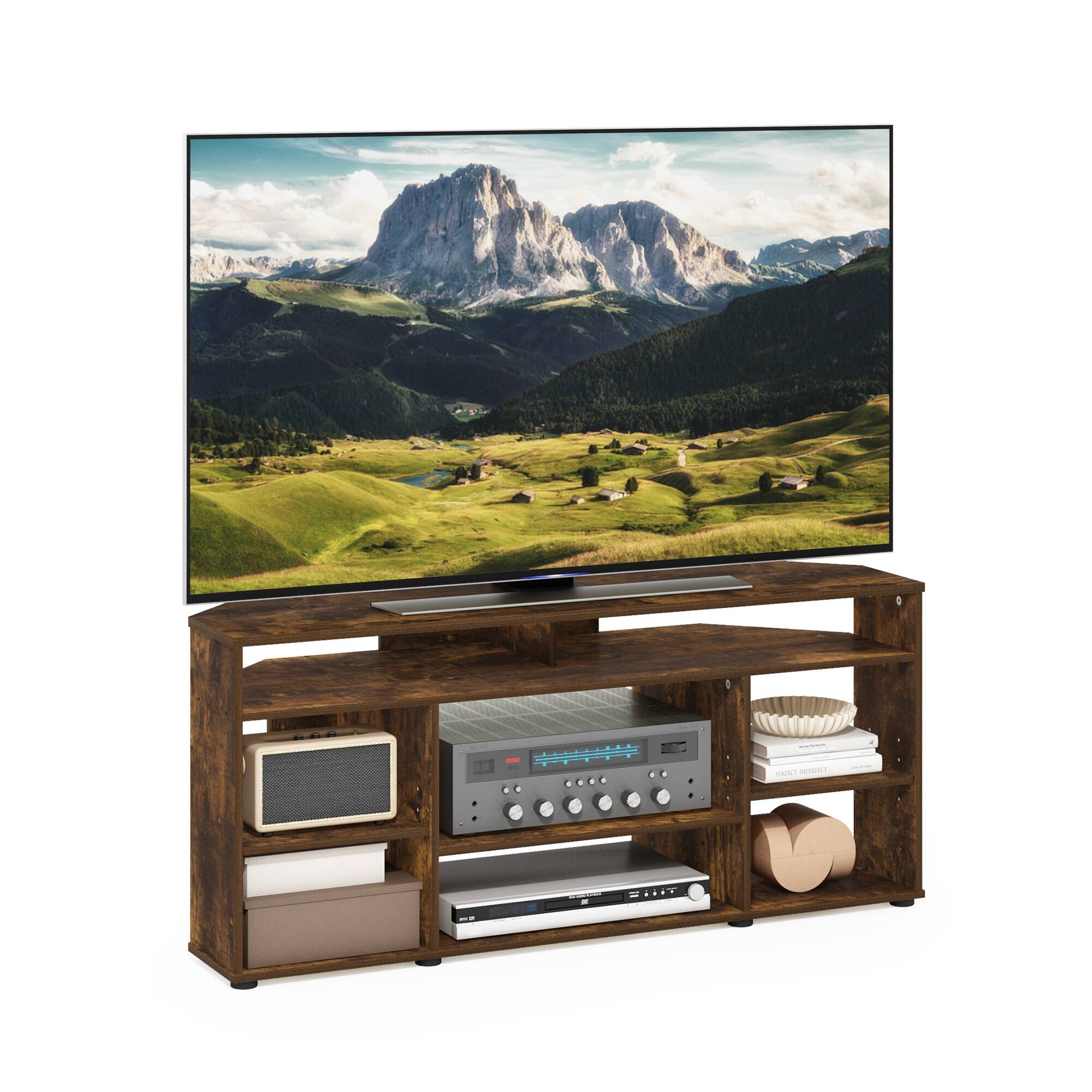 Alt View 3. Furinno - Jensen Corner TV Stand TV up to 55 Inches - Amber Pine.