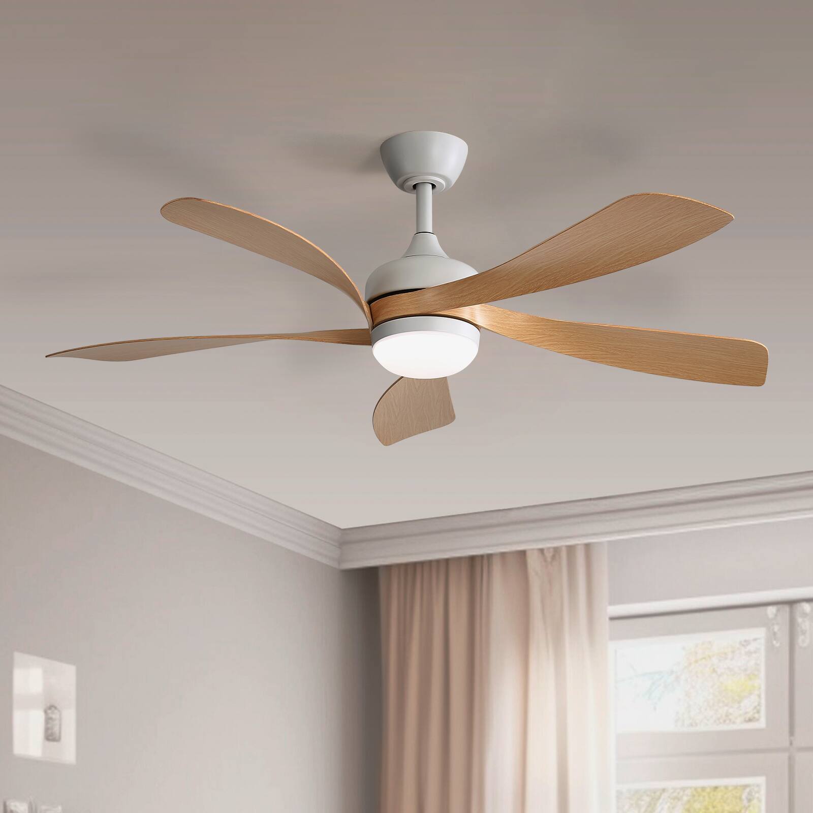 Alt View 4. Sofucor - 52 inch Low Profile Ceiling Fans with Lights and Remote Control Outdoor Indoor Ceiling Fan - White.