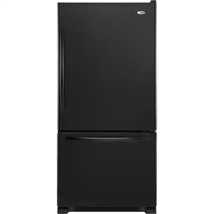 Front. Amana - 22.1 Cu. Ft. Bottom-Freezer Refrigerator - Black.