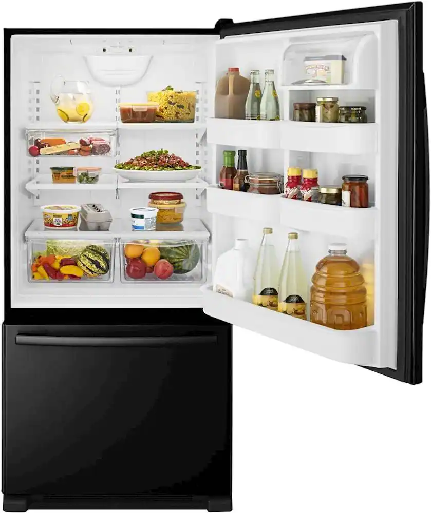Amana 33 in. Wide 22.1 cu. ft. Bottom Freezer Refrigerator Black ...