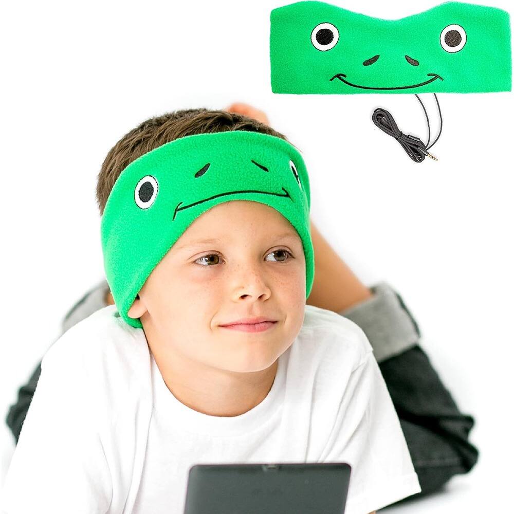 MOSZAR LLC - Kids Over-Ear Headband Headphones with Volume Limit, Thin Speakers and Soft Fleece – Green Frog
