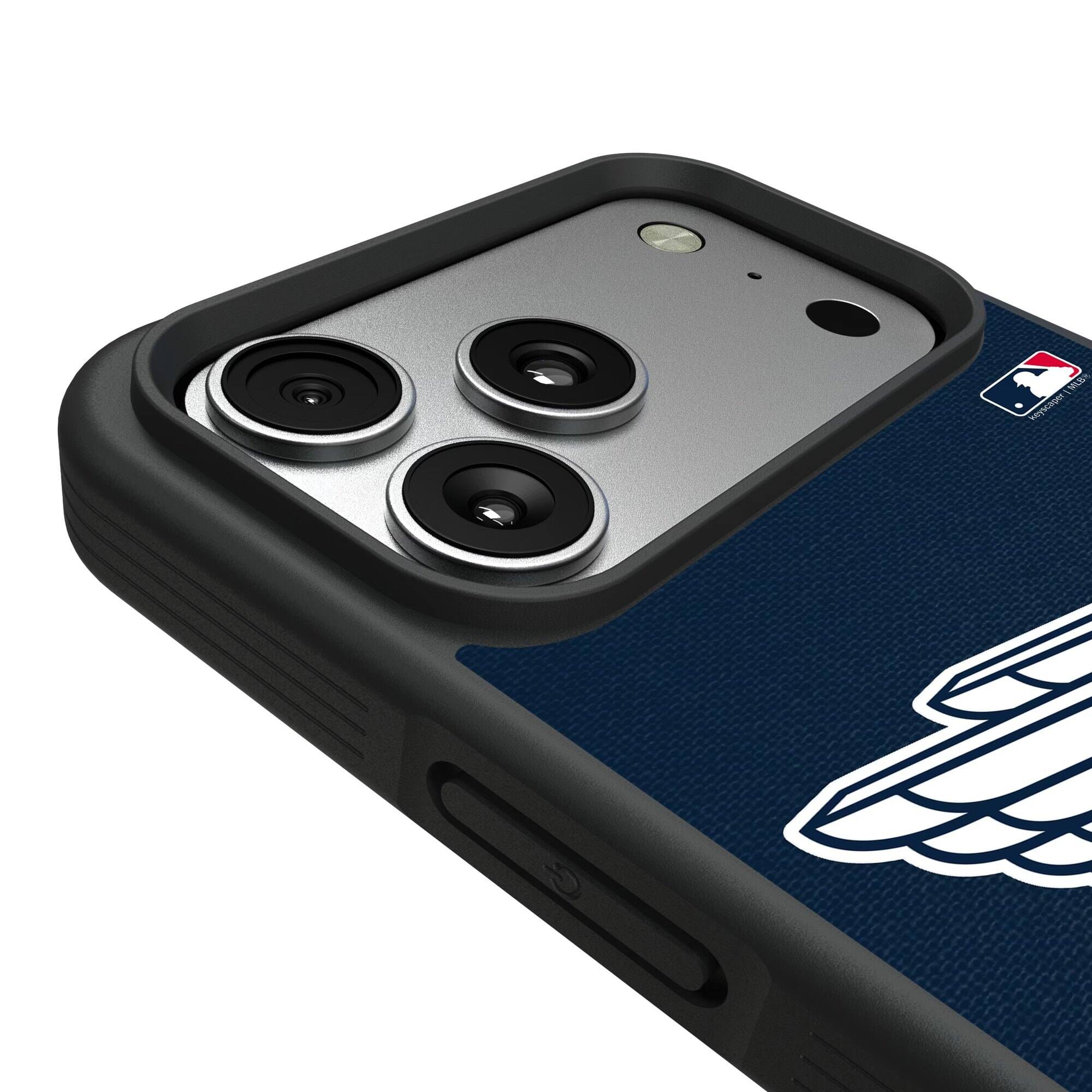Alt View 2. Keyscaper - Cleveland Guardians iPhone Solid Design Bump Case - 14 Pro Max - Multicolor.