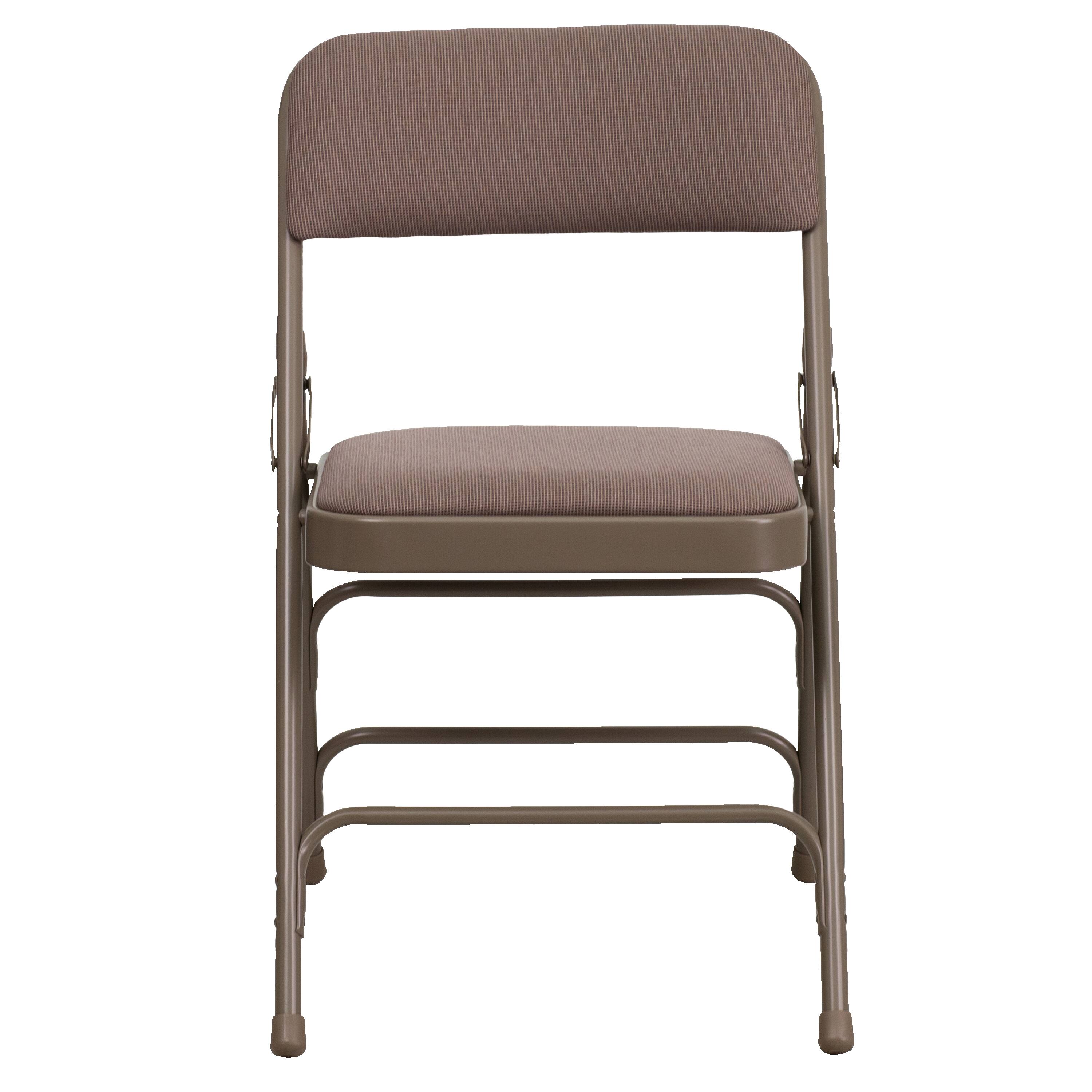 Alt View 8. Emma + Oliver - 2 Pack Home & Office Portable Party Events Padded Metal Folding Chair - Beige Fabric/Beige Frame.