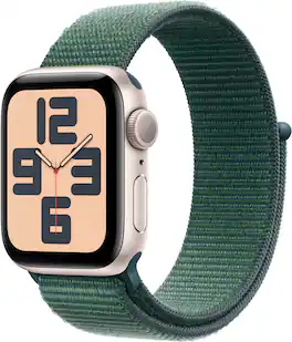 Refurbished Excellent - Apple Watch SE 2nd Generation (GPS) 40mm Aluminum Case with Lake Green Sport Loop - Starlight - (2024)