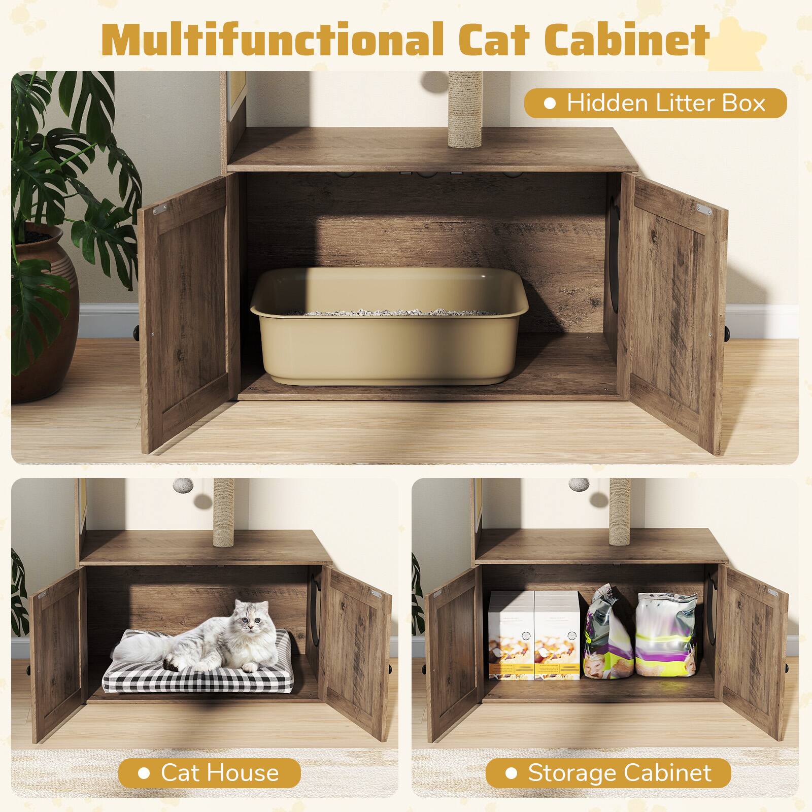 Multifunctional Cat Cabinet

- Hidden Litter Box
- Cat House
- Storage Cabinet