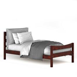 Ecooso - Twin Size Platform Bed Frame with Headboard and Footboard for Classic Bedroom Style - Brown
