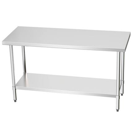 Front. KLEENSTEEL - 24" x 60" NSF Stainless Steel Worktable Adjustable Undershelf for Kitchen & BBQ.