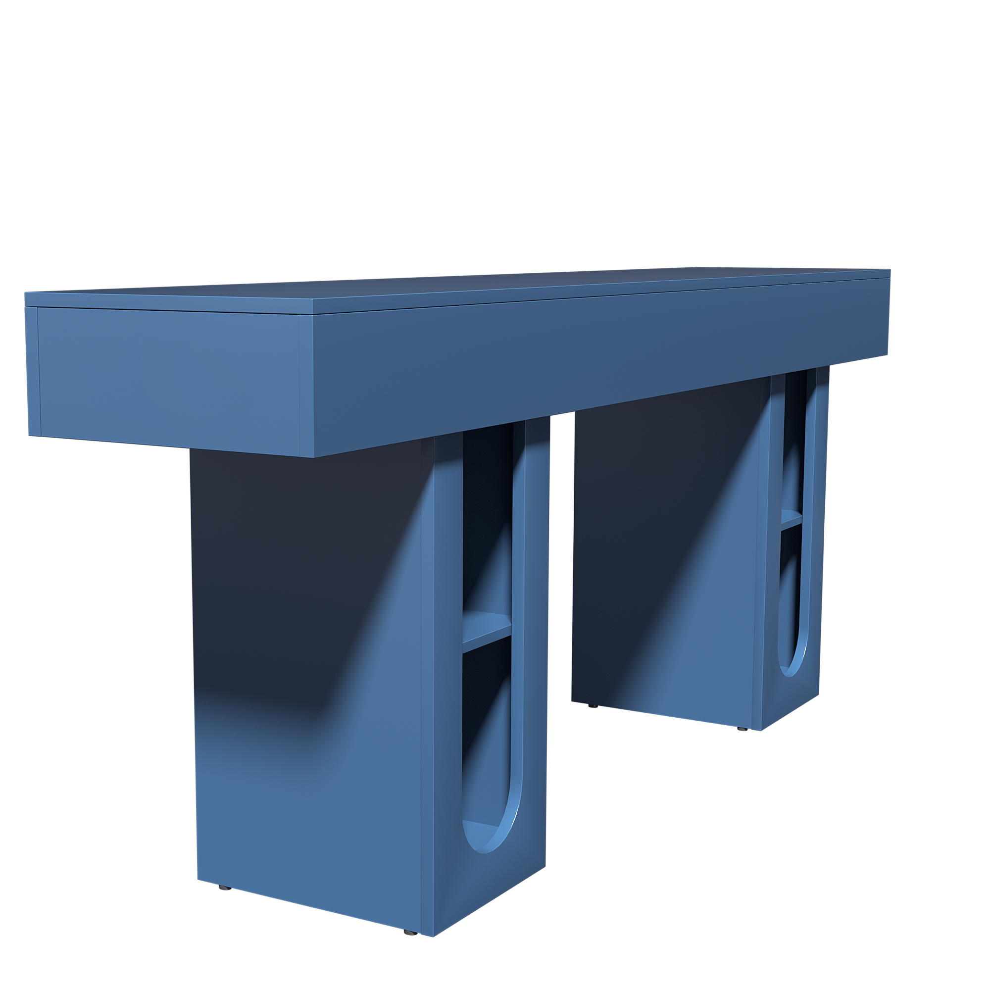 Alt View 1. Whisen - 71-Inch Long Console Table with Built-in Power Outlet and Adjustable Shelves-Blue - Blue.