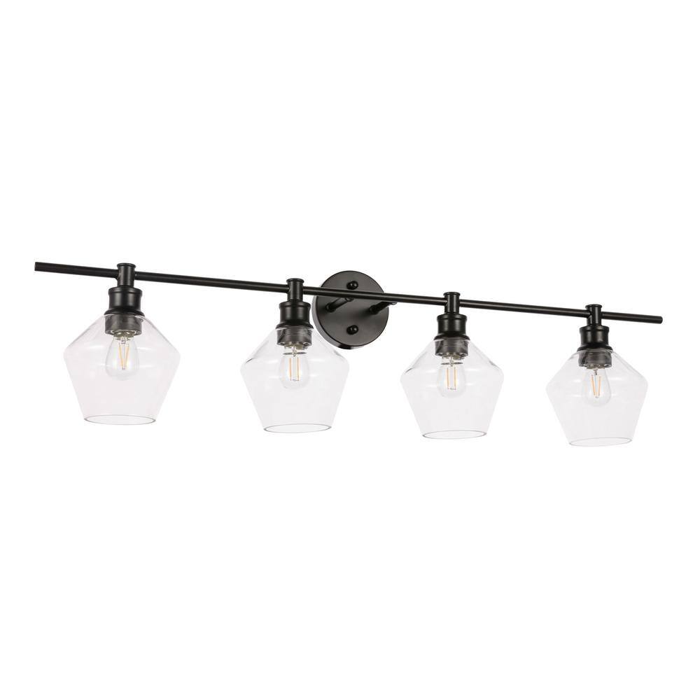 Left. Living District - Gene 4 light Black and Clear glass Wall sconce - Black And Clear Glass.