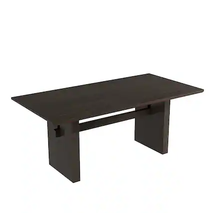 Front. Boyel Living - 70.86 Inch Black Wood Double Pedestal Dining Table Seats 6 Modern Rectangular MDF Table - Black.